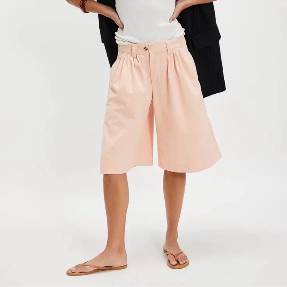 NEW Free People Sadie A-Line Long Pleated Women's Shorts Peach Blush Sz 0 & 4 - Picture 2 of 13